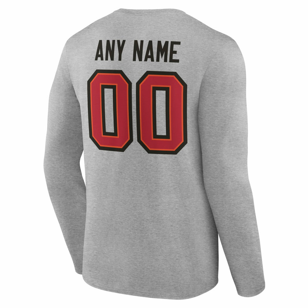 Tampa Bay Buccaneers Team Authentic Personalized Name & Number Long Sleeve T-Shirt - Gray T-shirts