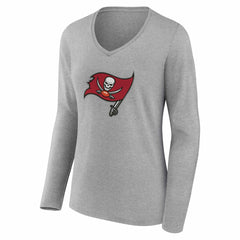 Tampa Bay Buccaneers Women's Team Authentic Personalized Name & Number Long Sleeve V-Neck T-Shirt - Gray T-shirts