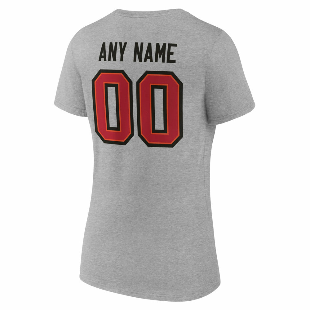 Tampa Bay Buccaneers Women's Team Authentic Personalized Name & Number V-Neck T-Shirt - Gray T-shirts