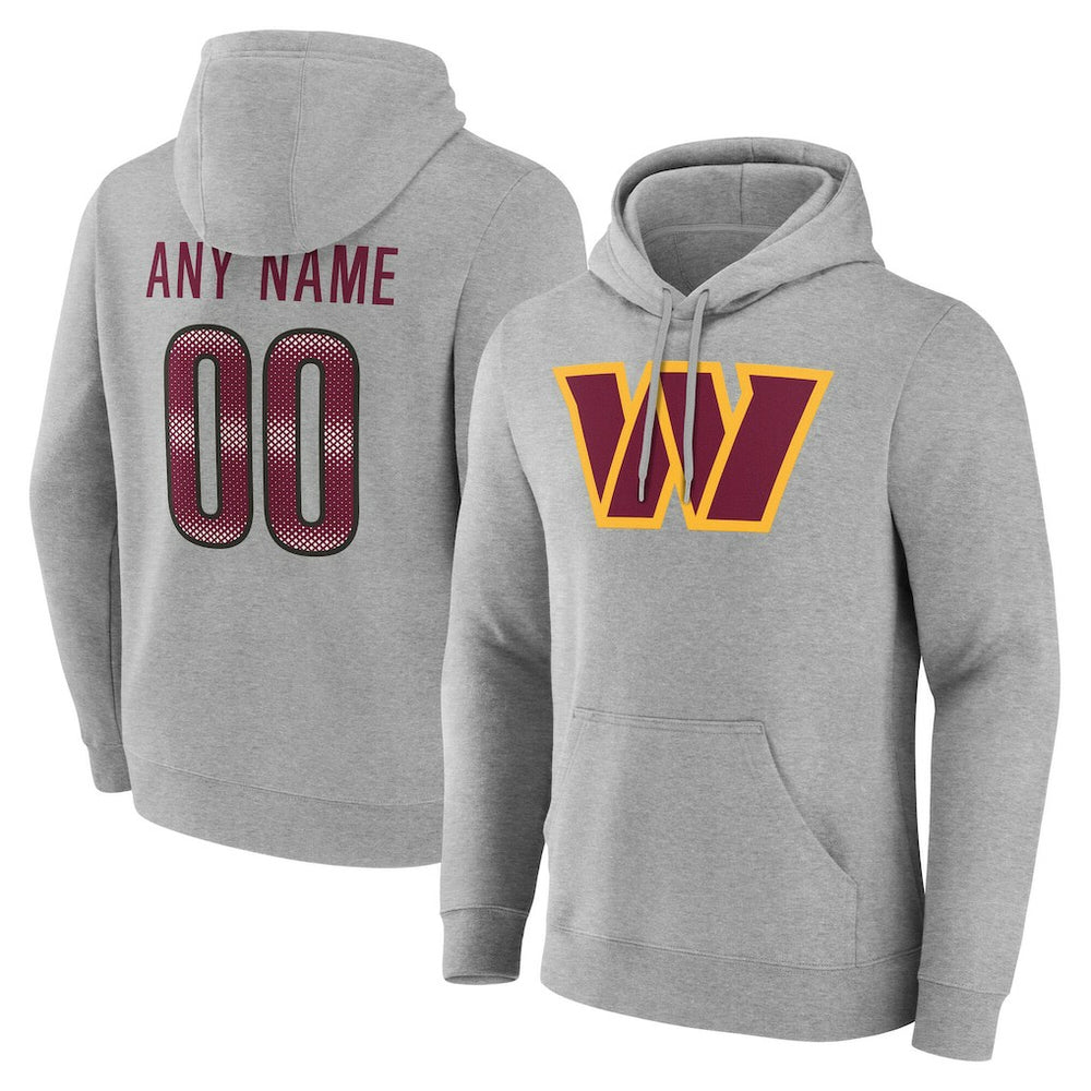 Washington Commanders Team Authentic Personalized Name & Number Hoodie - Gray Hoodies