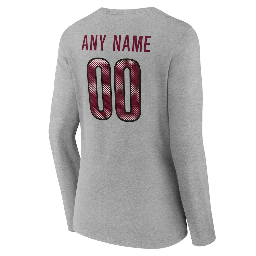 Washington Commanders Women's Team Authentic Personalized Name & Number Long Sleeve V-Neck T-Shirt - Gray T-shirts