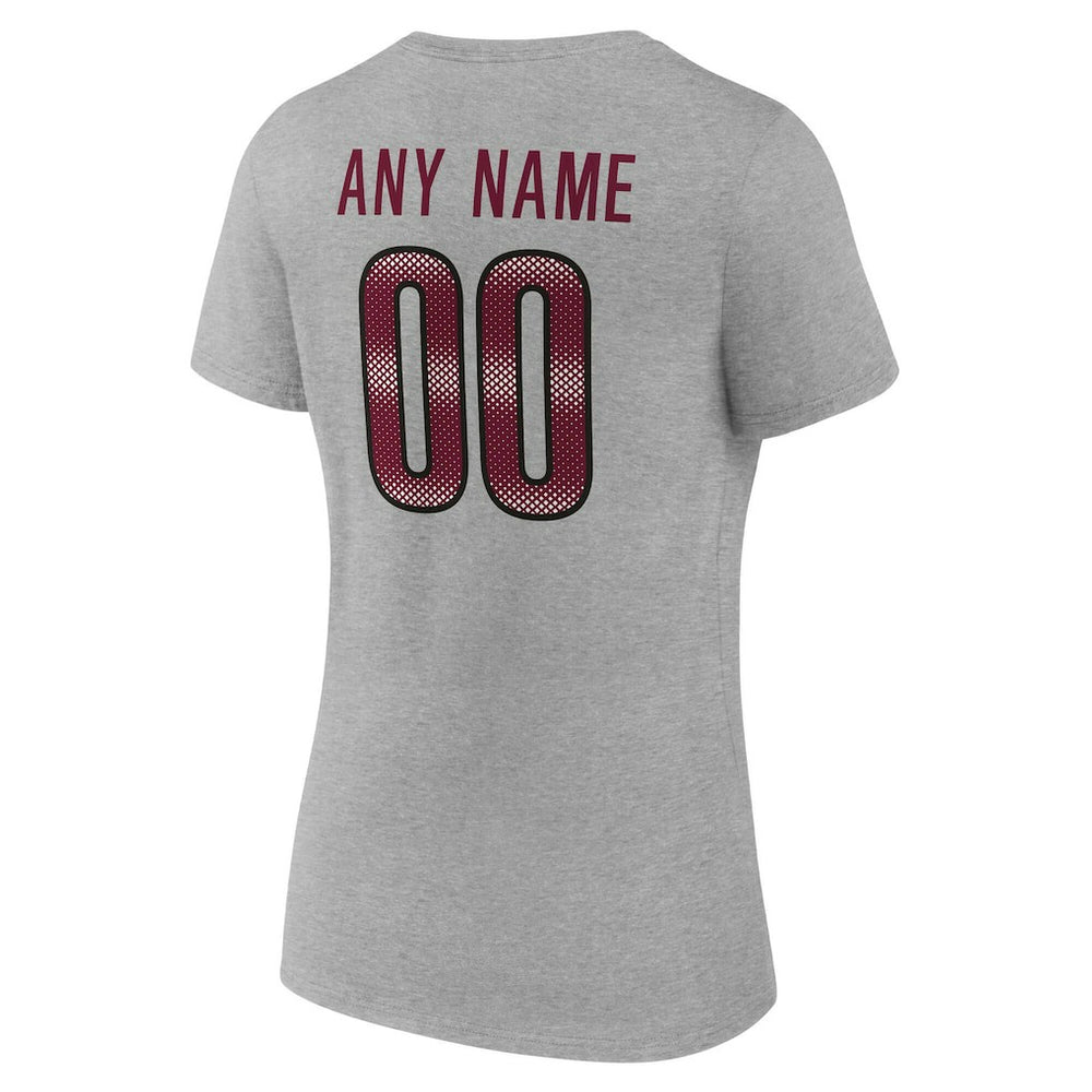 Washington Commanders Women's Team Authentic Personalized Name & Number V-Neck T-Shirt - Gray T-shirts