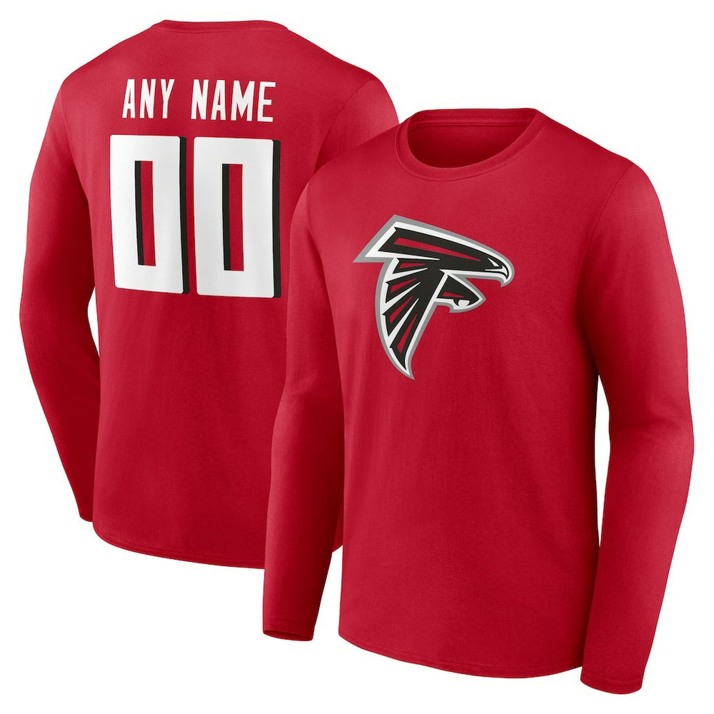Atlanta Falcons Team Authentic Personalized Name & Number Long Sleeve T-Shirt - Red T-shirts