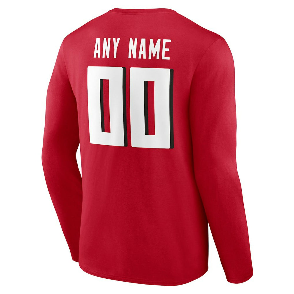 Atlanta Falcons Team Authentic Personalized Name & Number Long Sleeve T-Shirt - Red T-shirts