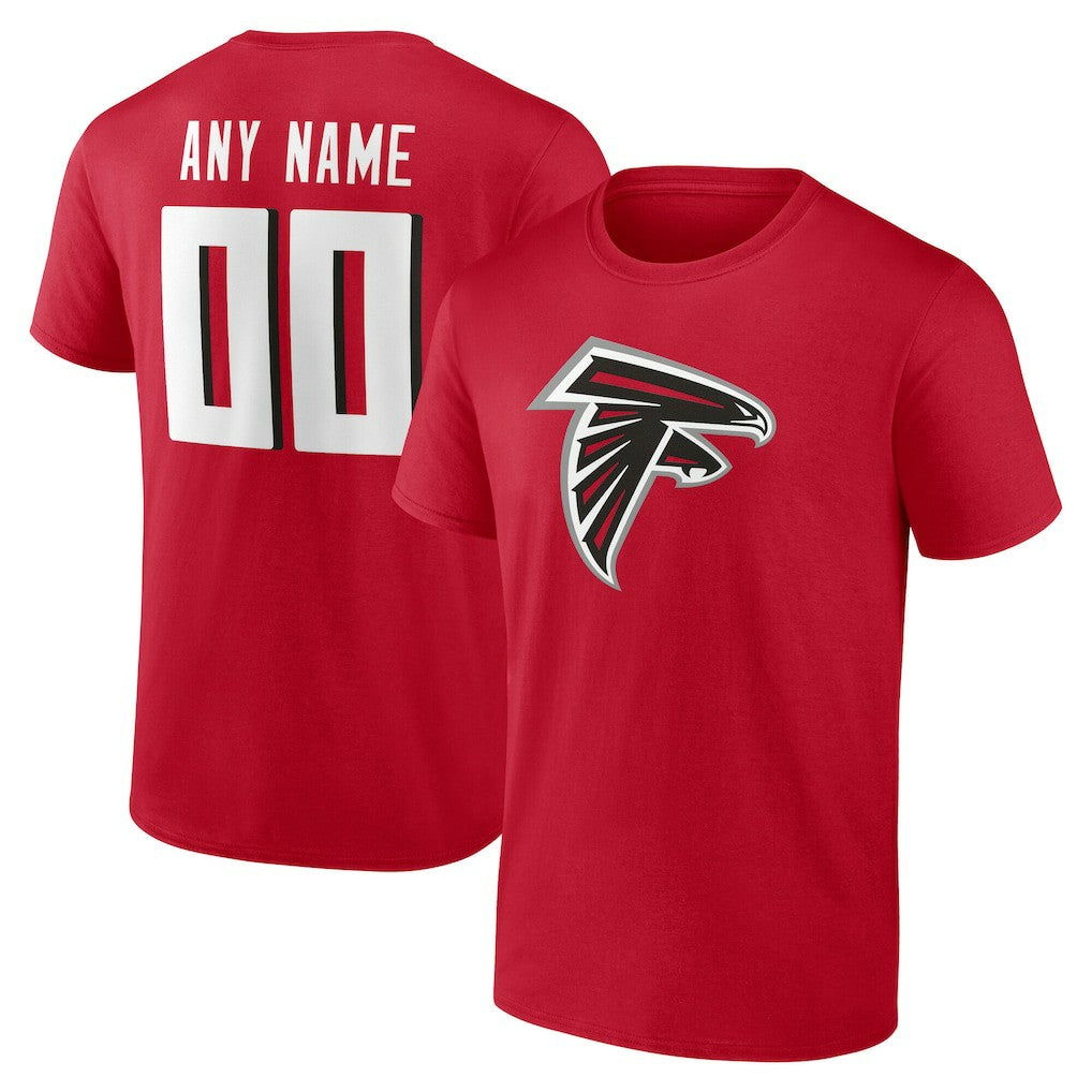 Atlanta Falcons Team Authentic Personalized Name & Number T-Shirt - Red T-shirts