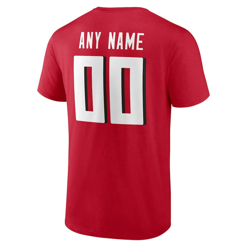 Atlanta Falcons Team Authentic Personalized Name & Number T-Shirt - Red T-shirts