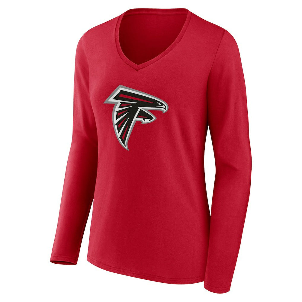 Atlanta Falcons Women's Team Authentic Personalized Name & Number Long Sleeve V-Neck T-Shirt - Red T-shirts