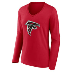 Atlanta Falcons Women's Team Authentic Personalized Name & Number Long Sleeve V-Neck T-Shirt - Red T-shirts