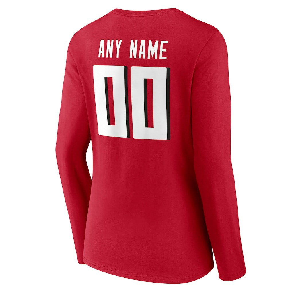 Atlanta Falcons Women's Team Authentic Personalized Name & Number Long Sleeve V-Neck T-Shirt - Red T-shirts