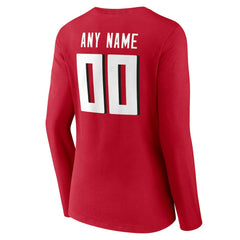 Atlanta Falcons Women's Team Authentic Personalized Name & Number Long Sleeve V-Neck T-Shirt - Red T-shirts