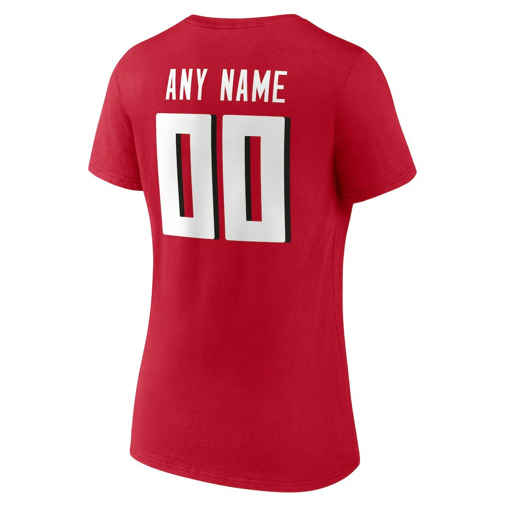 Atlanta Falcons Women's Team Authentic Personalized Name & Number V-Neck T-Shirt - Red T-shirts