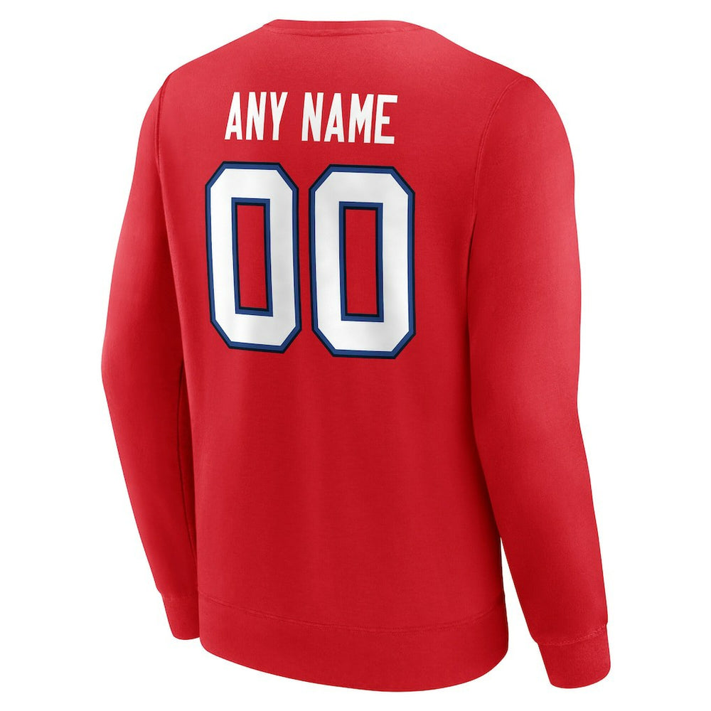 Buffalo Bills Team Authentic Personalized Name & Number Sweatshirt - Red Sweatshirts
