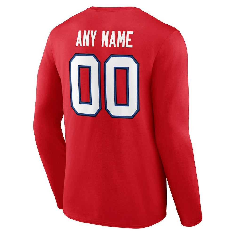 Buffalo Bills Team Authentic Personalized Name & Number Long Sleeve T-Shirt - Red T-shirts