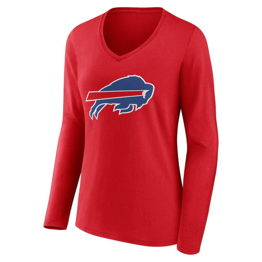 Buffalo Bills Women's Team Authentic Personalized Name & Number Long Sleeve V-Neck T-Shirt - Red T-shirts