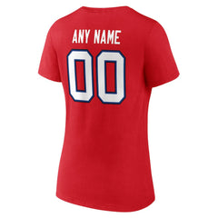 Buffalo Bills Women's Team Authentic Personalized Name & Number V-Neck T-Shirt - Red T-shirts