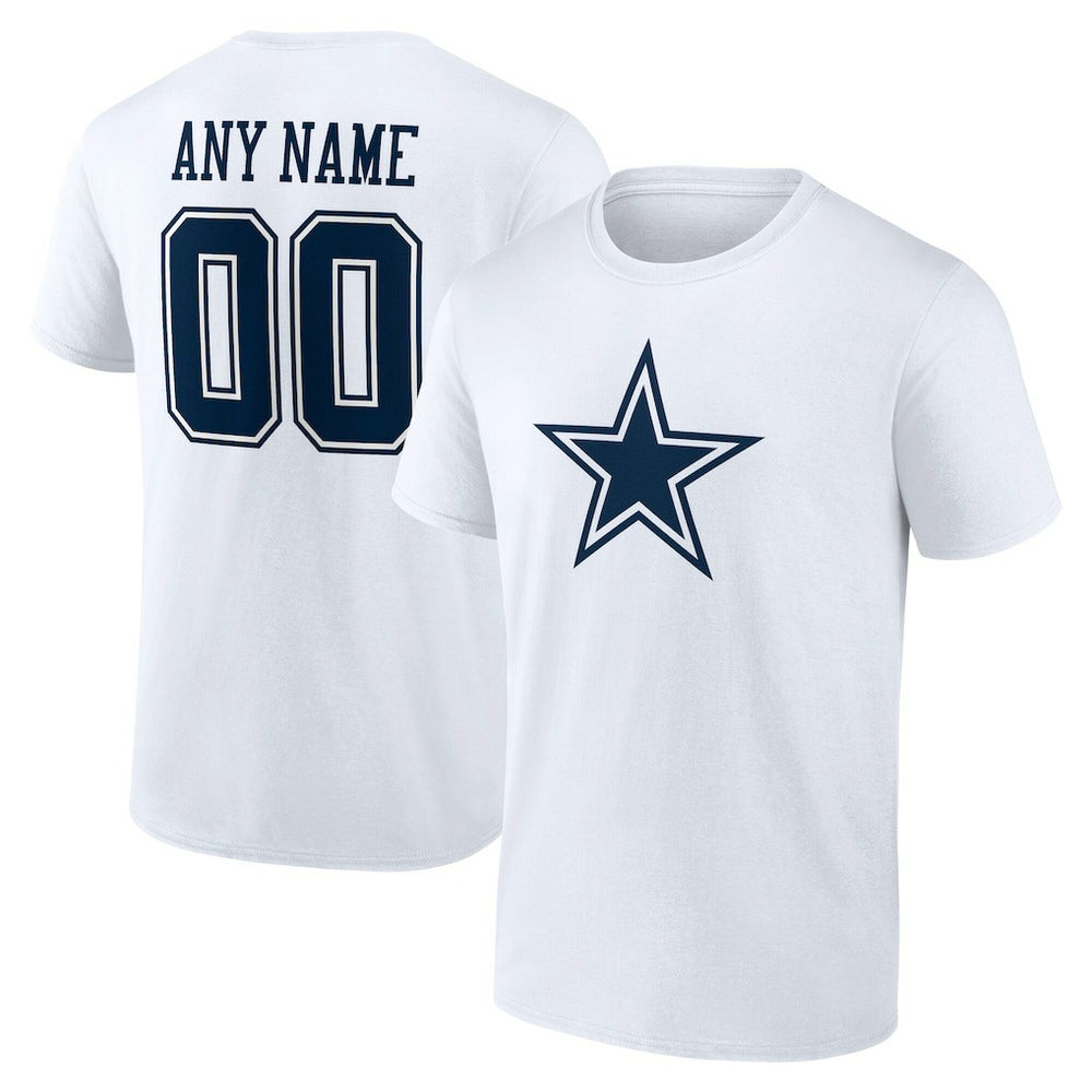 Dallas Cowboys Team Authentic Personalized Name & Number T-Shirt - White T-shirts