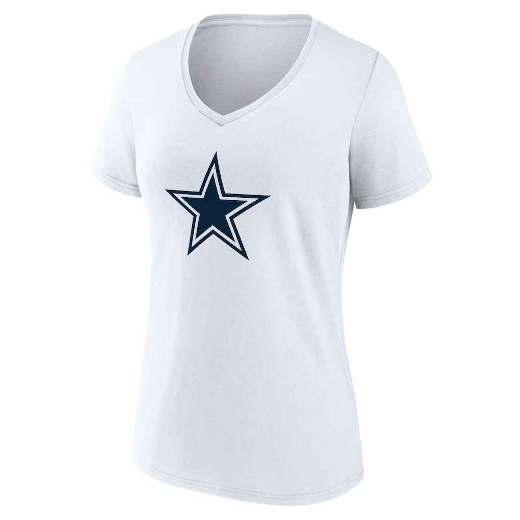 Dallas Cowboys Women's Team Authentic Personalized Name & Number V-Neck T-Shirt - White T-shirts