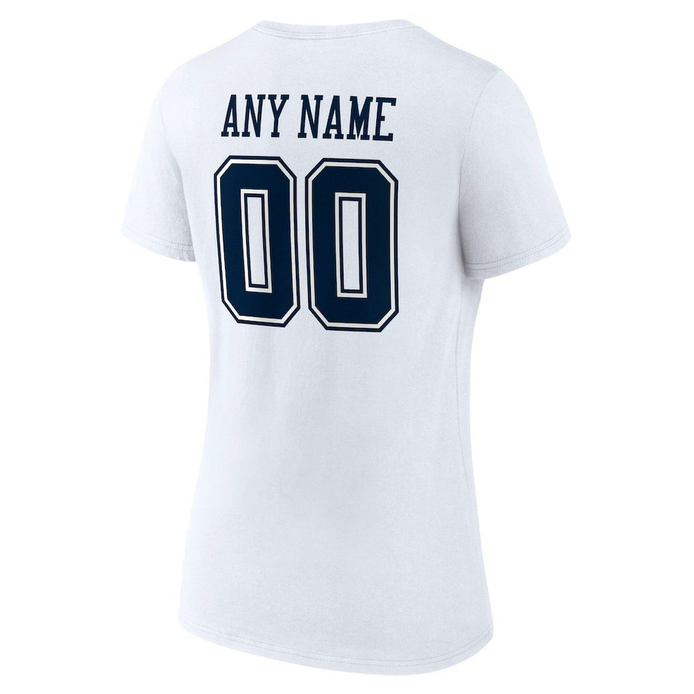 Dallas Cowboys Women's Team Authentic Personalized Name & Number V-Neck T-Shirt - White T-shirts