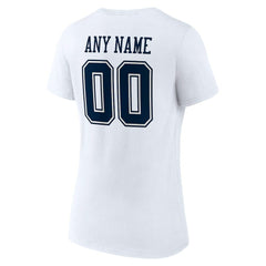 Dallas Cowboys Women's Team Authentic Personalized Name & Number V-Neck T-Shirt - White T-shirts