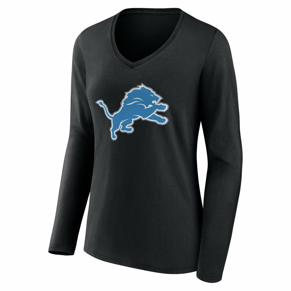 Detroit Lions Women's Team Authentic Personalized Name & Number Long Sleeve V-Neck T-Shirt - Black T-shirts