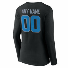 Detroit Lions Women's Team Authentic Personalized Name & Number Long Sleeve V-Neck T-Shirt - Black T-shirts