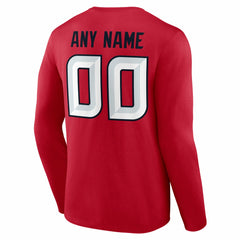 Houston Texans Team Authentic Personalized Name & Number Long Sleeve T-Shirt - Red T-shirts