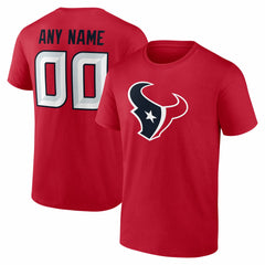 Houston Texans Team Authentic Personalized Name & Number T-Shirt - Red T-shirts