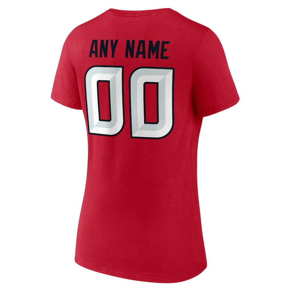 Houston Texans Women's Team Authentic Personalized Name & Number V-Neck T-Shirt - Red T-shirts