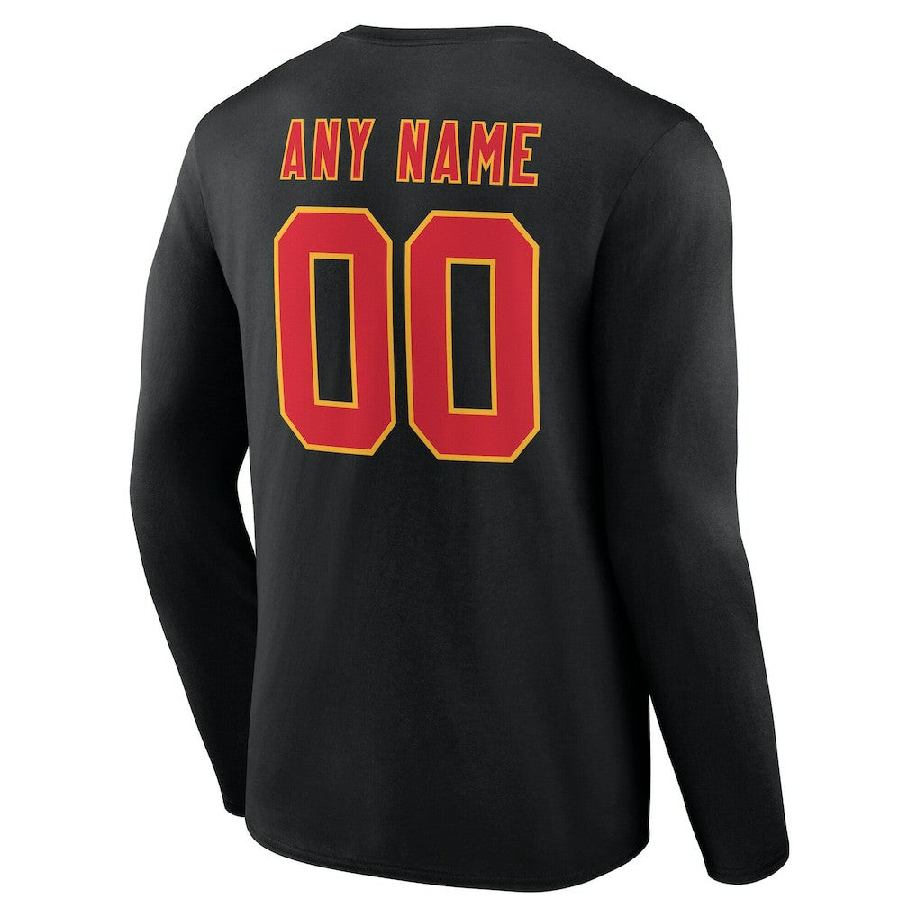 Kansas City Chiefs Team Authentic Personalized Name & Number Long Sleeve T-Shirt - Black T-shirts