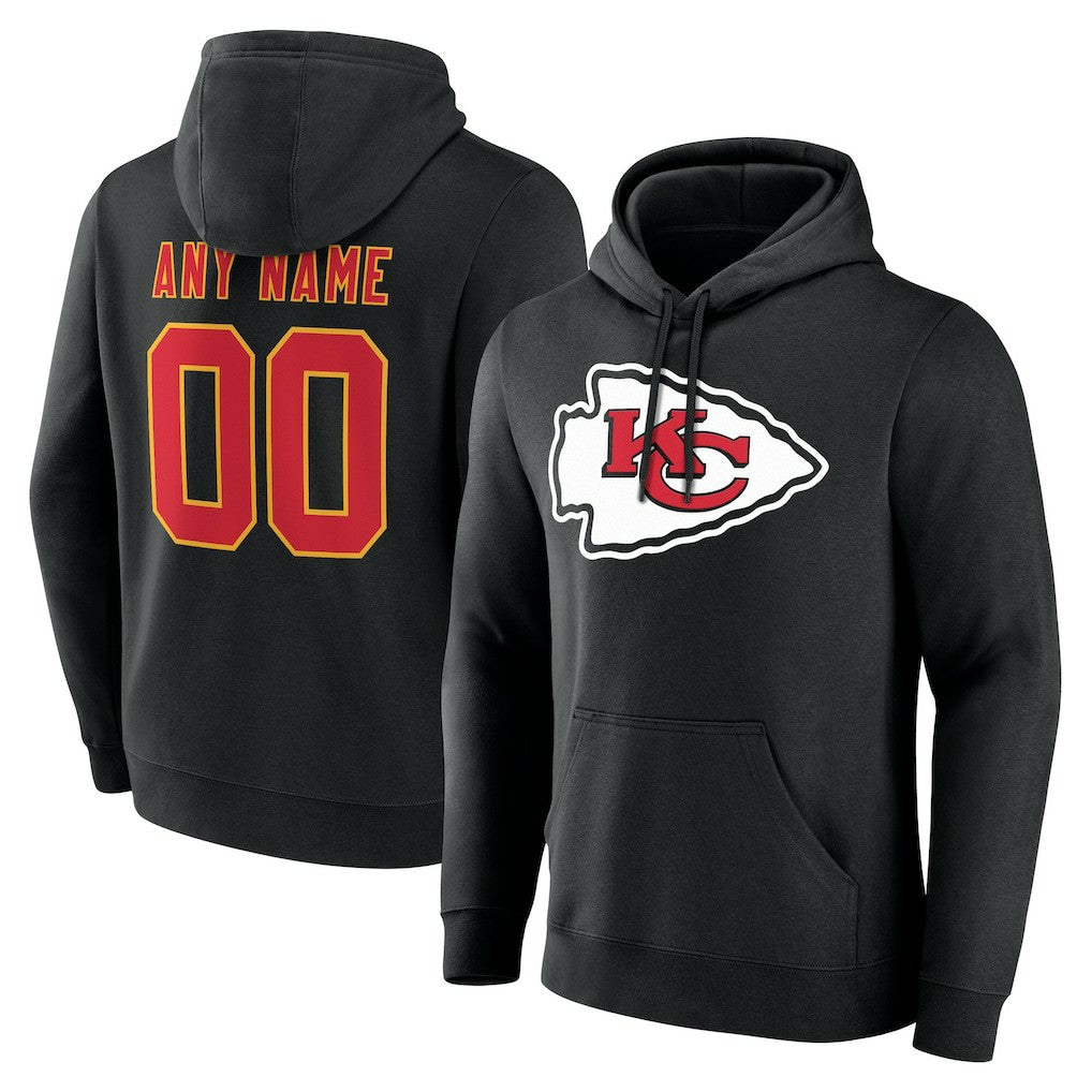Kansas City Chiefs Team Authentic Personalized Name & Number Hoodie - Black Hoodies