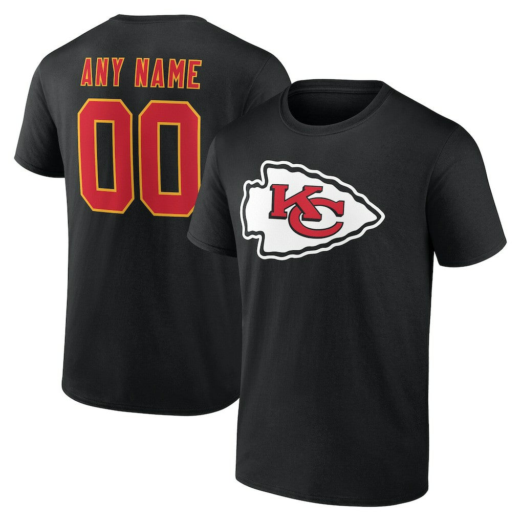 Kansas City Chiefs Team Authentic Personalized Name & Number T-Shirt - Black T-shirts