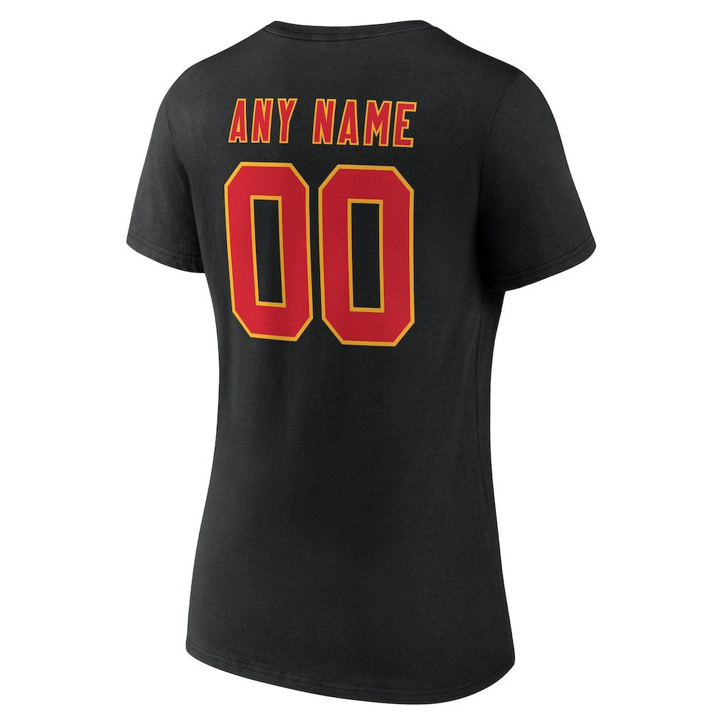 Kansas City Chiefs Women's Team Authentic Personalized Name & Number V-Neck T-Shirt - Black T-shirts