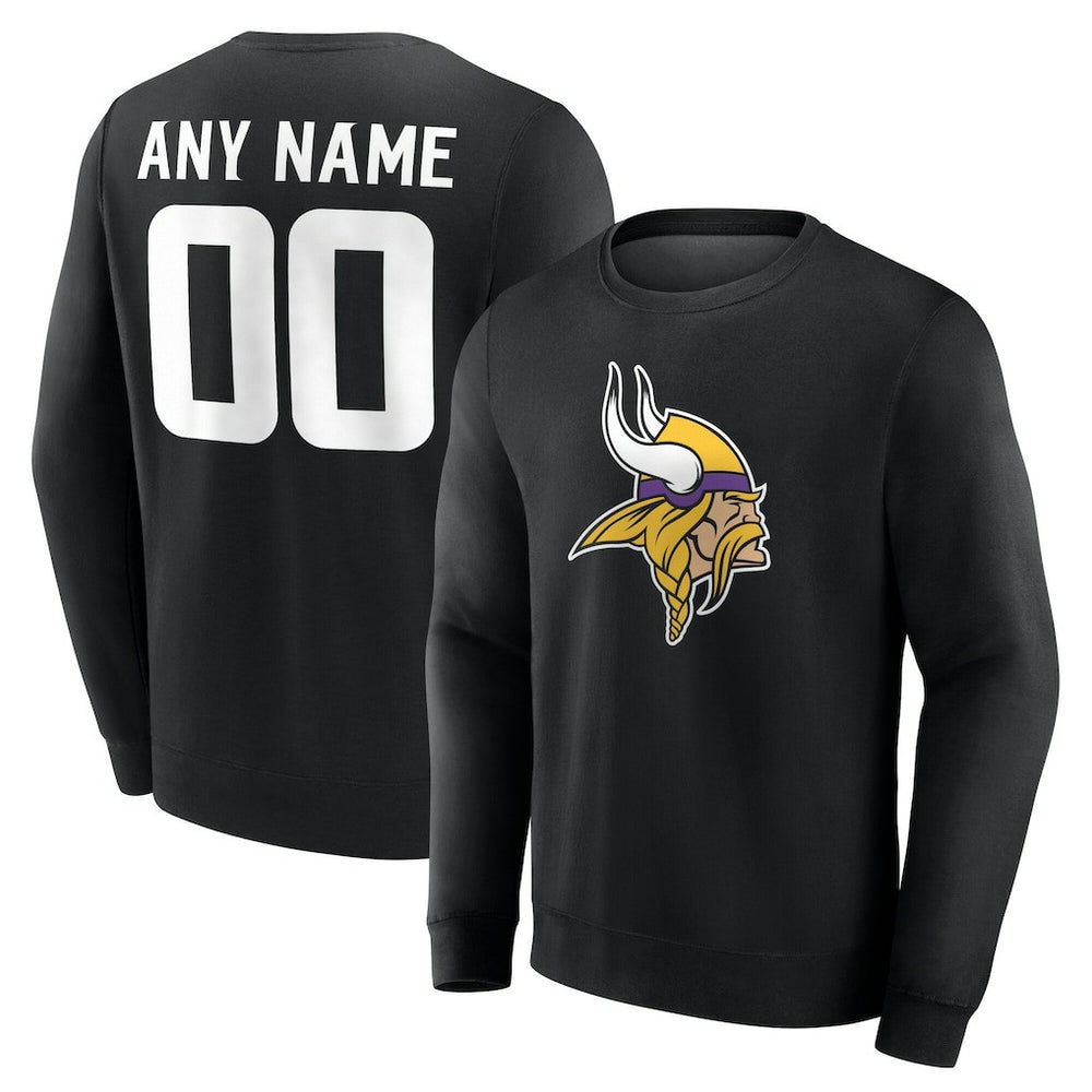 Minnesota Vikings Team Authentic Personalized Name & Number Sweatshirt - Black Sweatshirts