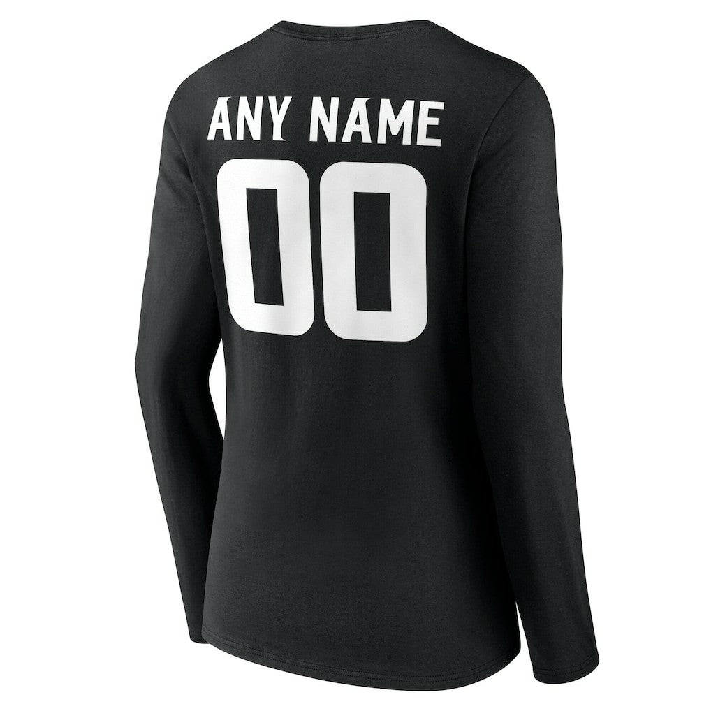 Minnesota Vikings Women's Team Authentic Personalized Name & Number Long Sleeve V-Neck T-Shirt - Black T-shirts