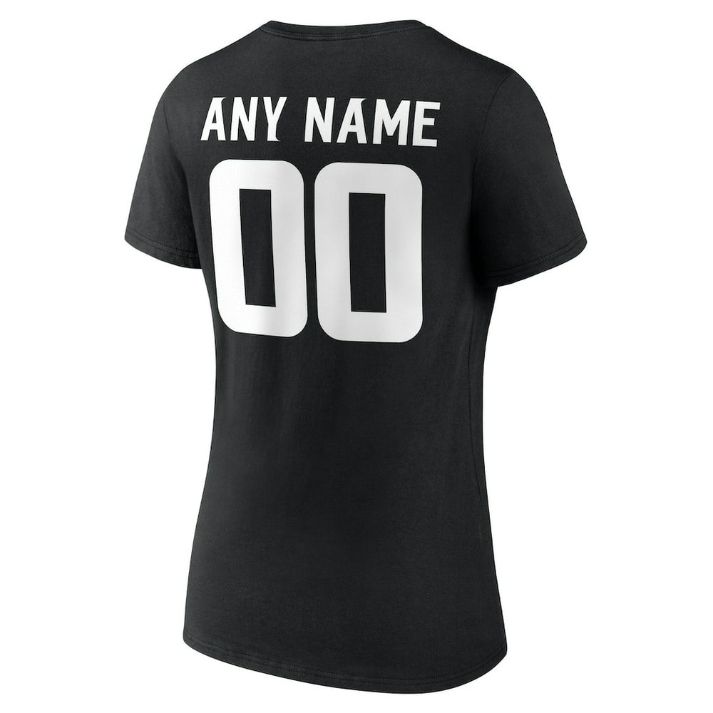 Minnesota Vikings Women's Team Authentic Personalized Name & Number V-Neck T-Shirt - Black T-shirts