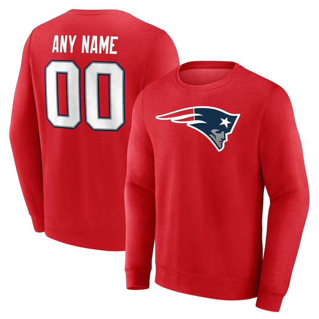 New England Patriots Team Authentic Personalized Name & Number Sweatshirt - Red Sweatshirts