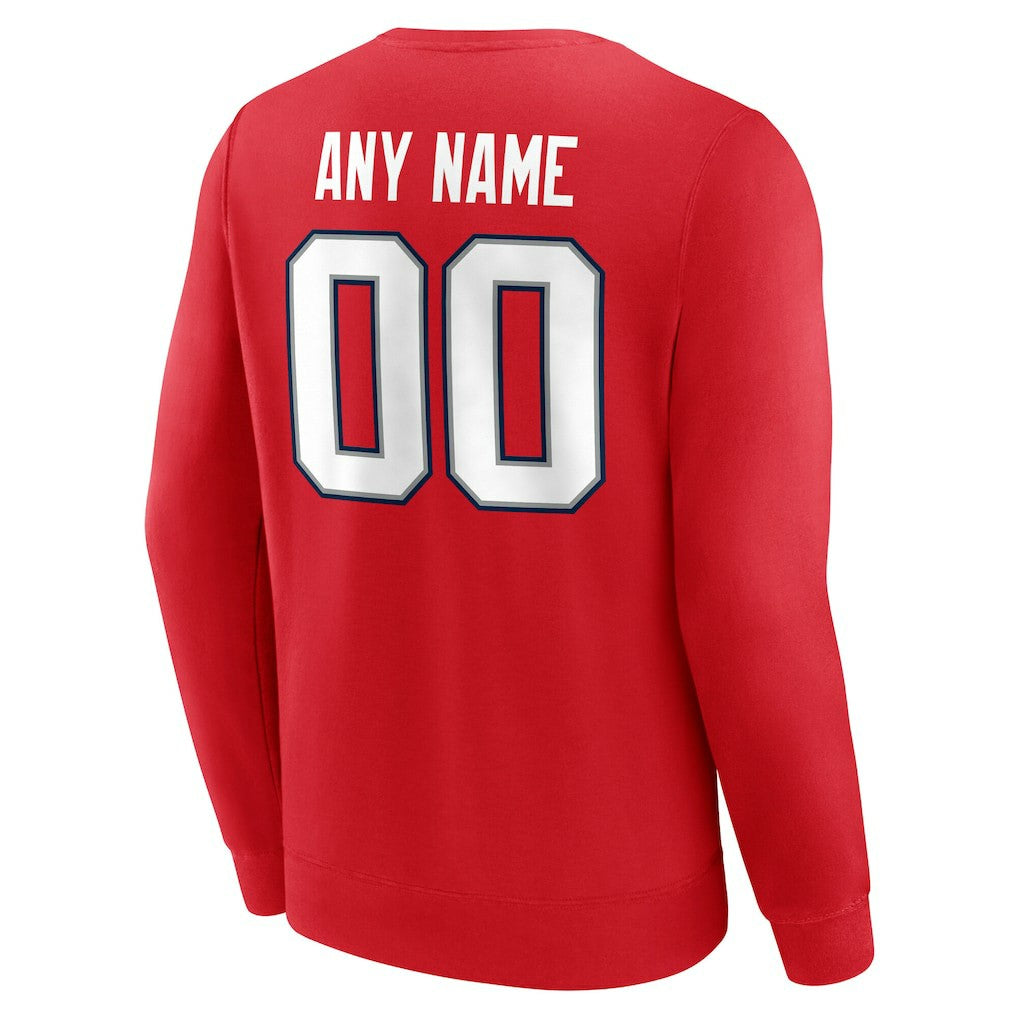 New England Patriots Team Authentic Personalized Name & Number Sweatshirt - Red Sweatshirts