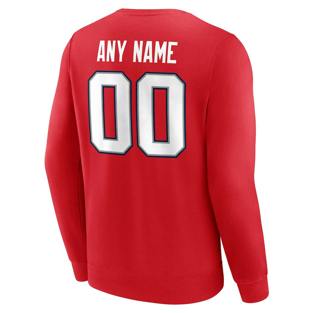 New England Patriots Team Authentic Personalized Name & Number Sweatshirt - Red Sweatshirts