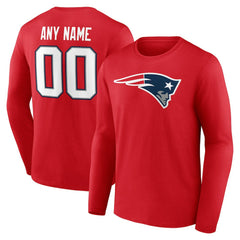New England Patriots Team Authentic Personalized Name & Number Long Sleeve T-Shirt - Red T-shirts