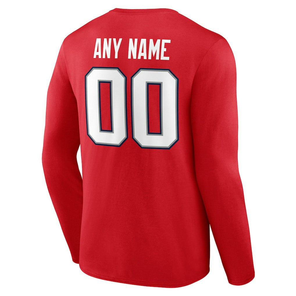 New England Patriots Team Authentic Personalized Name & Number Long Sleeve T-Shirt - Red T-shirts