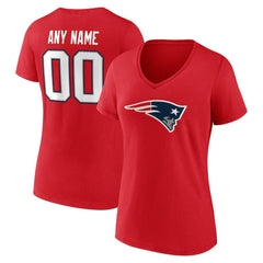 New England Patriots Women's Team Authentic Personalized Name & Number V-Neck T-Shirt - Red T-shirts