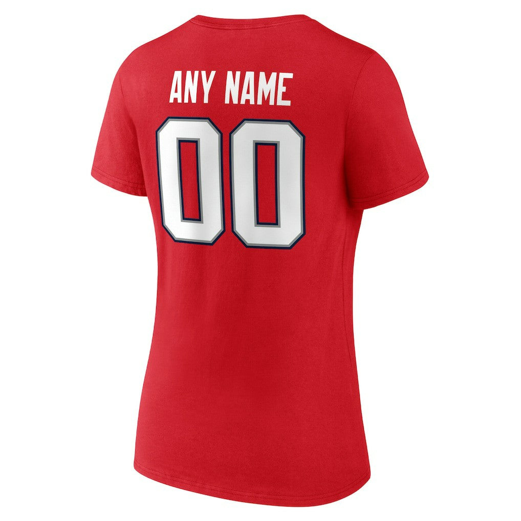 New England Patriots Women's Team Authentic Personalized Name & Number V-Neck T-Shirt - Red T-shirts