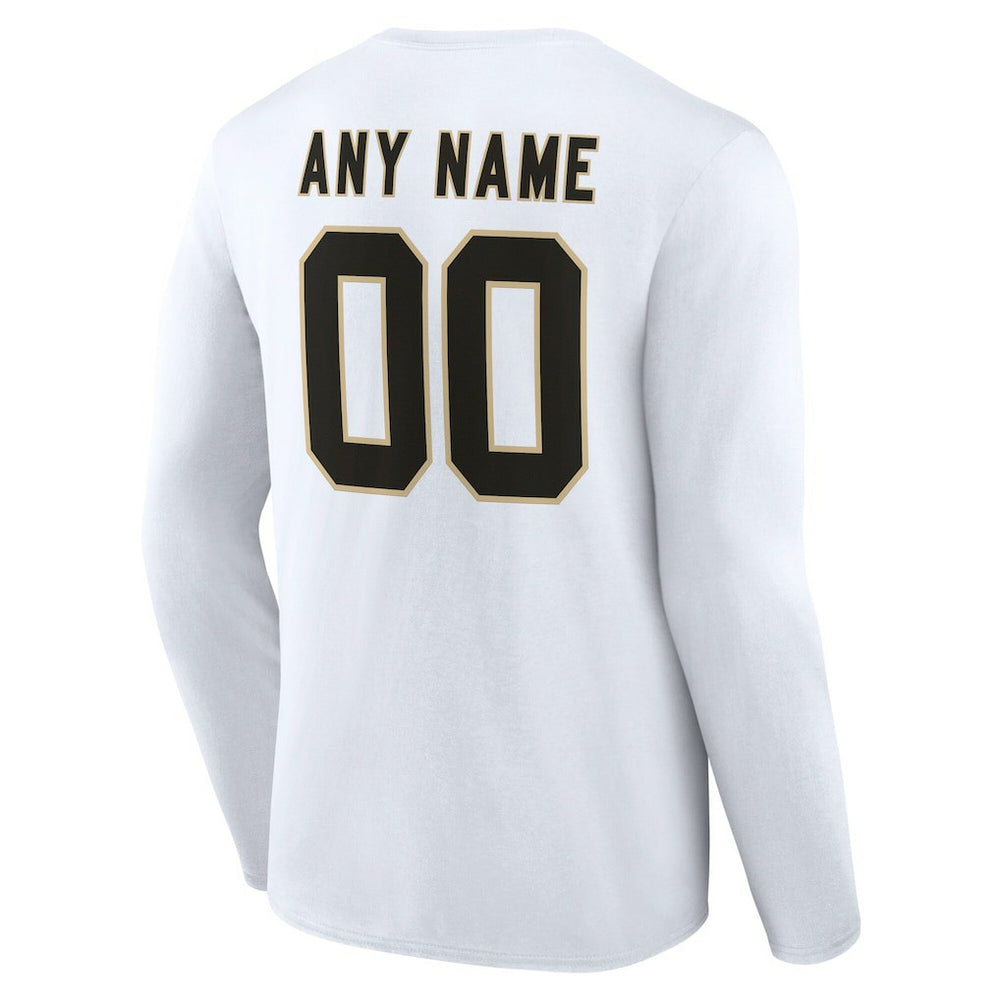 New Orleans Saints Team Authentic Personalized Name & Number Long Sleeve T-Shirt - White T-shirts