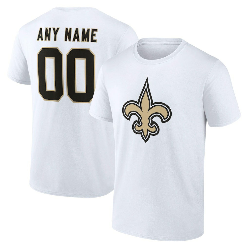 New Orleans Saints Team Authentic Personalized Name & Number T-Shirt - White T-shirts