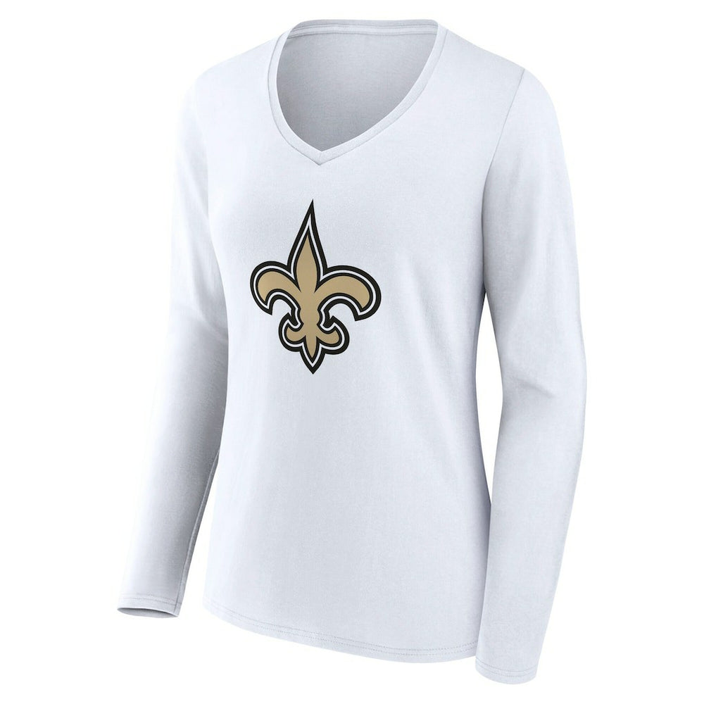 New Orleans Saints Women's Team Authentic Personalized Name & Number Long Sleeve V-Neck T-Shirt - White T-shirts