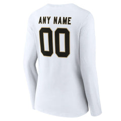 New Orleans Saints Women's Team Authentic Personalized Name & Number Long Sleeve V-Neck T-Shirt - White T-shirts