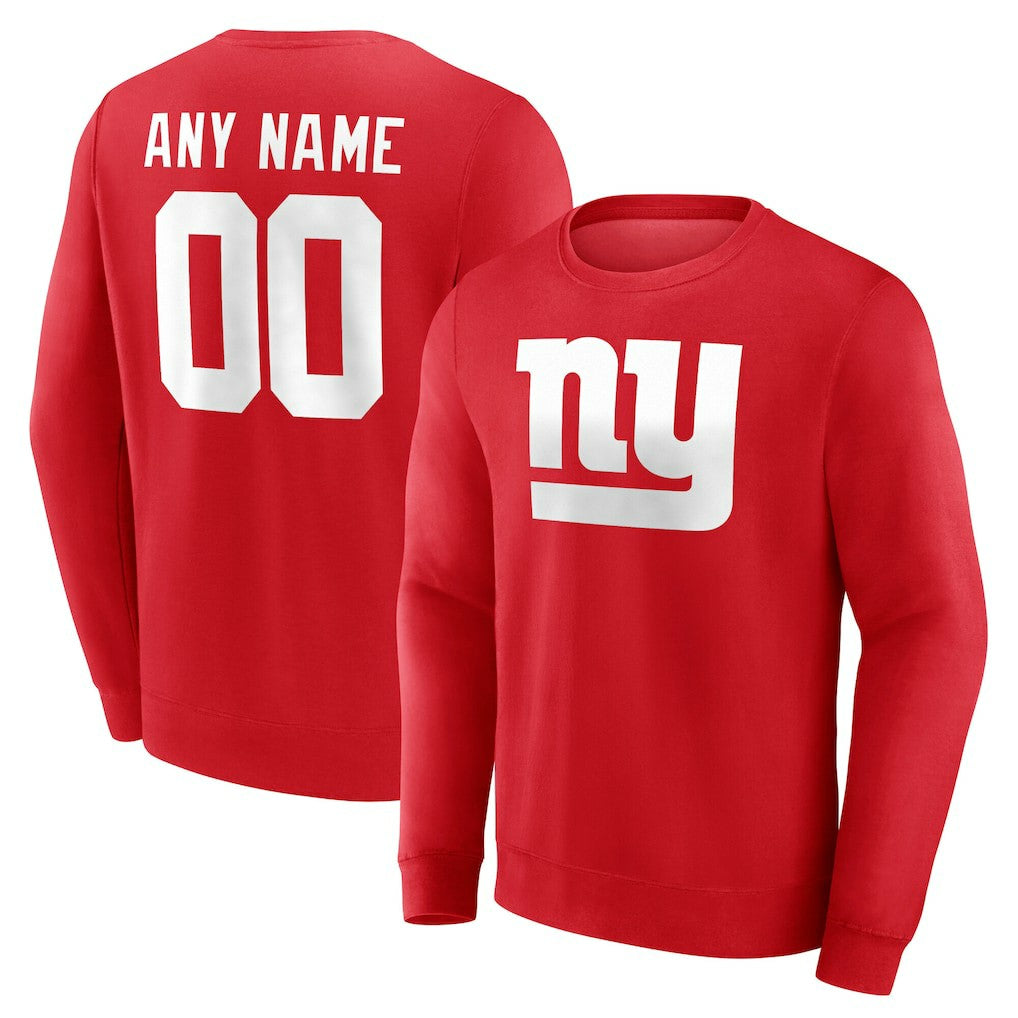 New York Giants Team Authentic Personalized Name & Number Sweatshirt - Red Sweatshirts