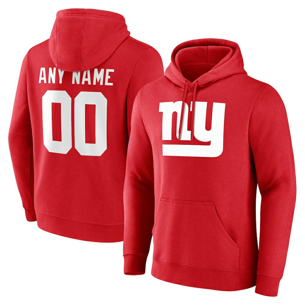 New York Giants Team Authentic Personalized Name & Number Hoodie - Red Hoodies