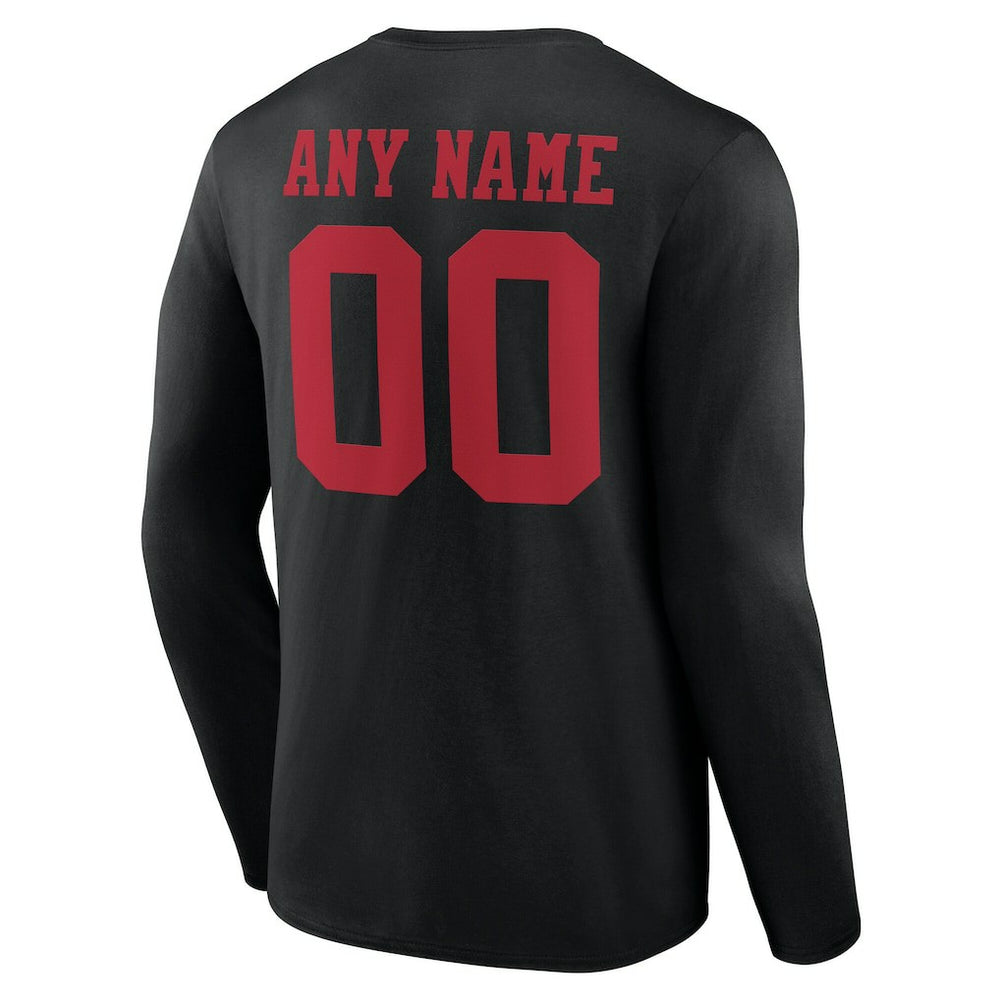 San Francisco 49ers Team Authentic Personalized Name & Number Long Sleeve T-Shirt - Black T-shirts