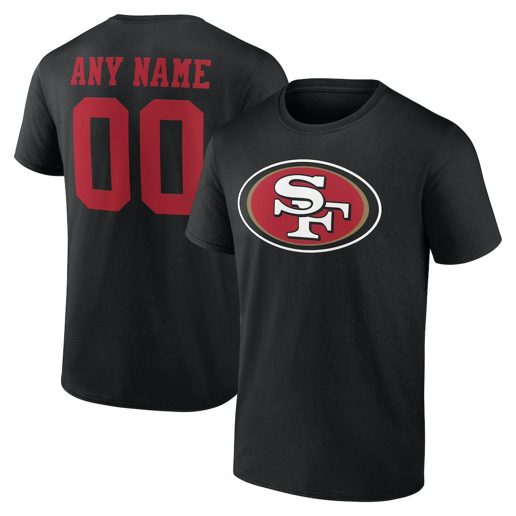 San Francisco 49ers Team Authentic Personalized Name & Number T-Shirt - Black T-shirts